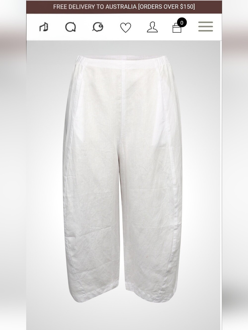 Banana Blue Australia Cropped Wide-Leg 100% Linen Pants - White